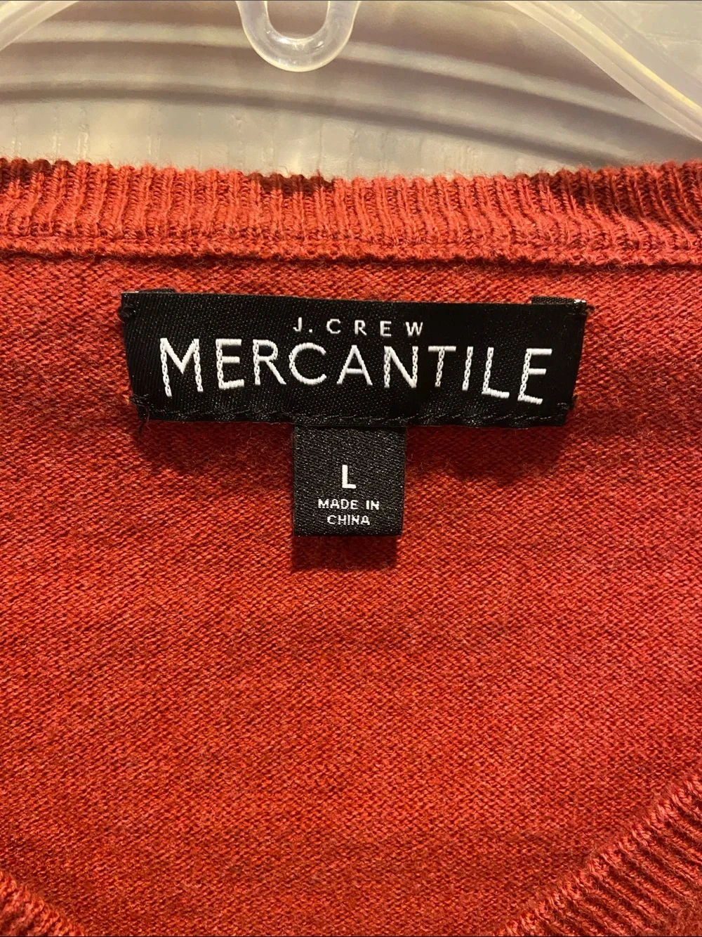 J. Crew Men’s V‑Neck Sweater in Rust Red